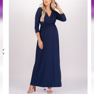 Motherbee Maternity Dark Blue Maxi Dress